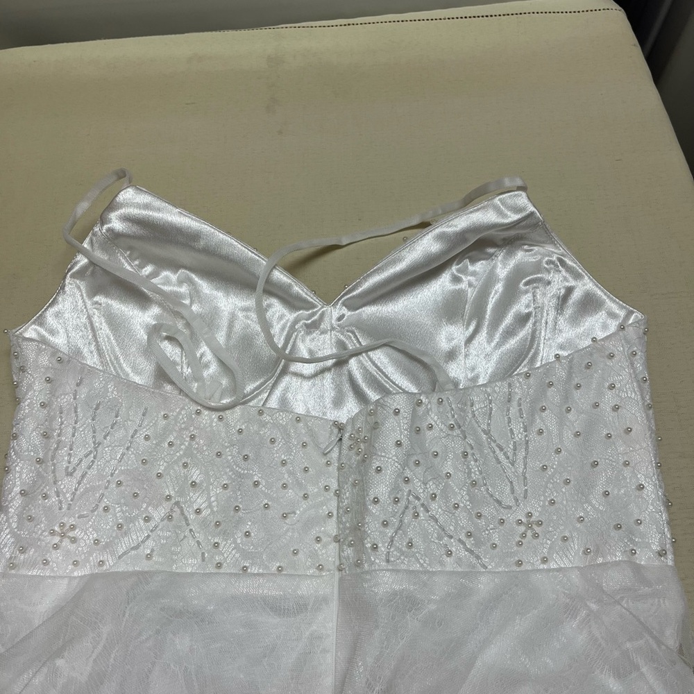 NWT Lulus XL white lace pearl beaded bodice wedding dress - Picture 7 of 15